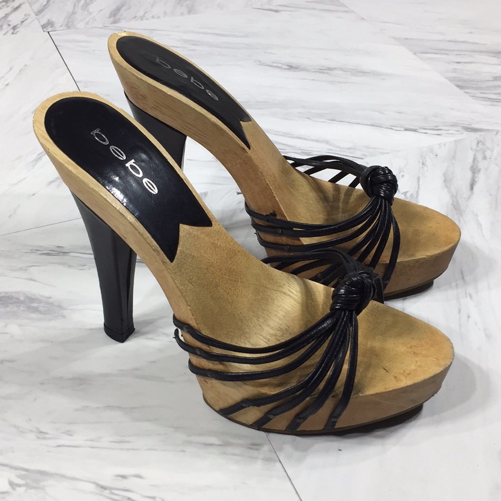 ⭐️ 6 BEBE WOOD HEELS (SOME WEAR)